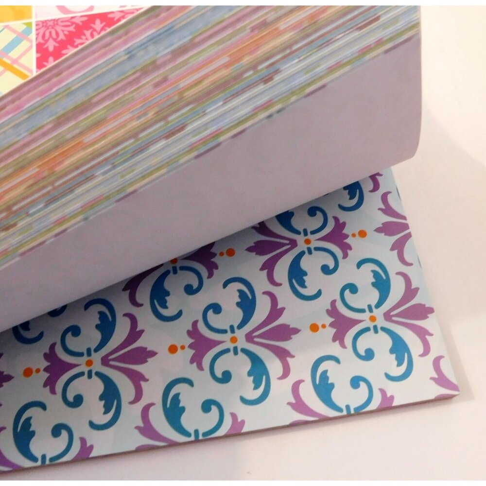 Scrapbook Paper Pack 12x12 Approx. 180 Pages Colorful Fleur de Lis Circles Lines - Picture 12 of 16